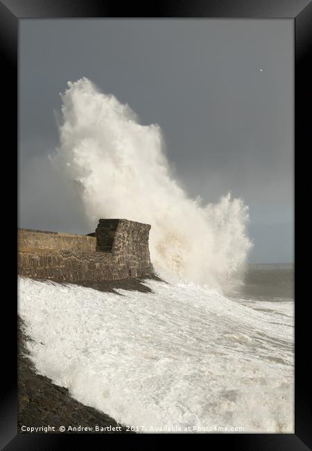 Porthcawl, South Wales, UK, during Storm Doris Framed Print by Andrew Bartlett