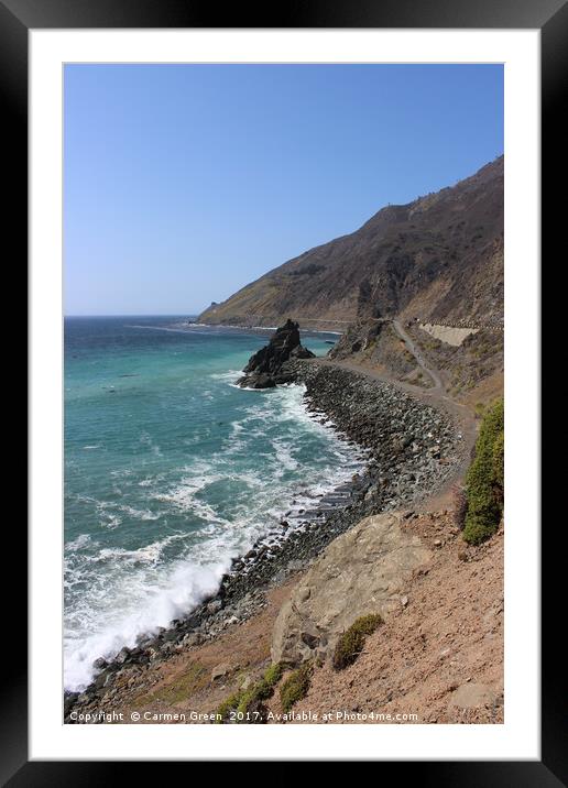 Pacific Coast Highway Los Angeles to San Francisco Framed Mounted Print by Carmen Green