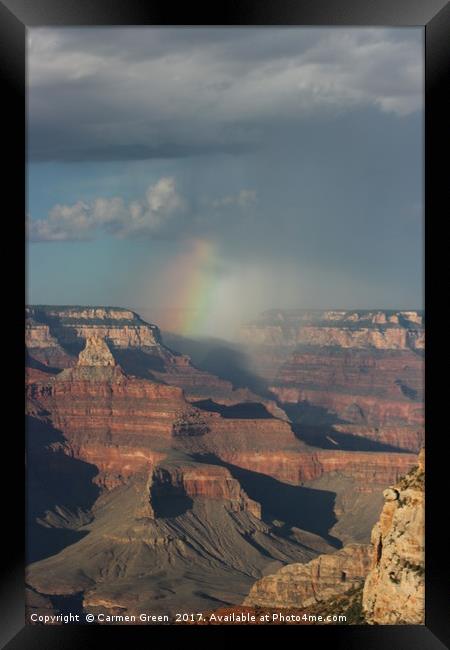 Rainbow over the Grand Canyon National Park Framed Print by Carmen Green