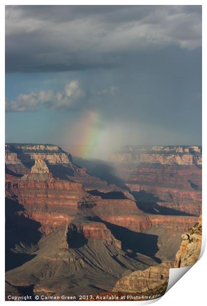 Rainbow over the Grand Canyon National Park Print by Carmen Green