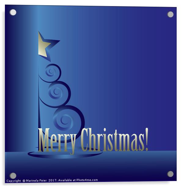 Sapphire Christmas tree Acrylic by Marinela Feier
