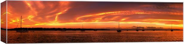 Golden sunrise seascape awesome panorama.  Canvas Print by Geoff Childs