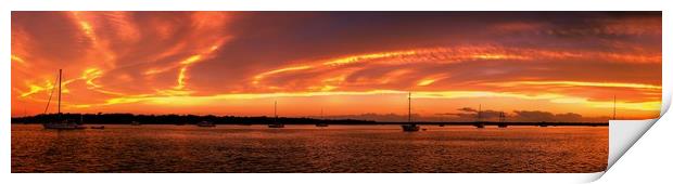 Golden sunrise seascape awesome panorama.  Print by Geoff Childs