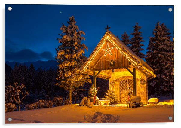 Christmas chapel Acrylic by Thomas Schaeffer