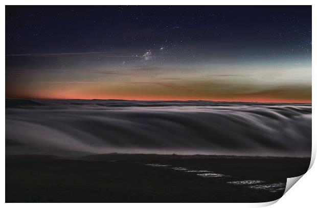 Cloud Inversion before Dawn as the sky starts to c Print by Chantal Cooper