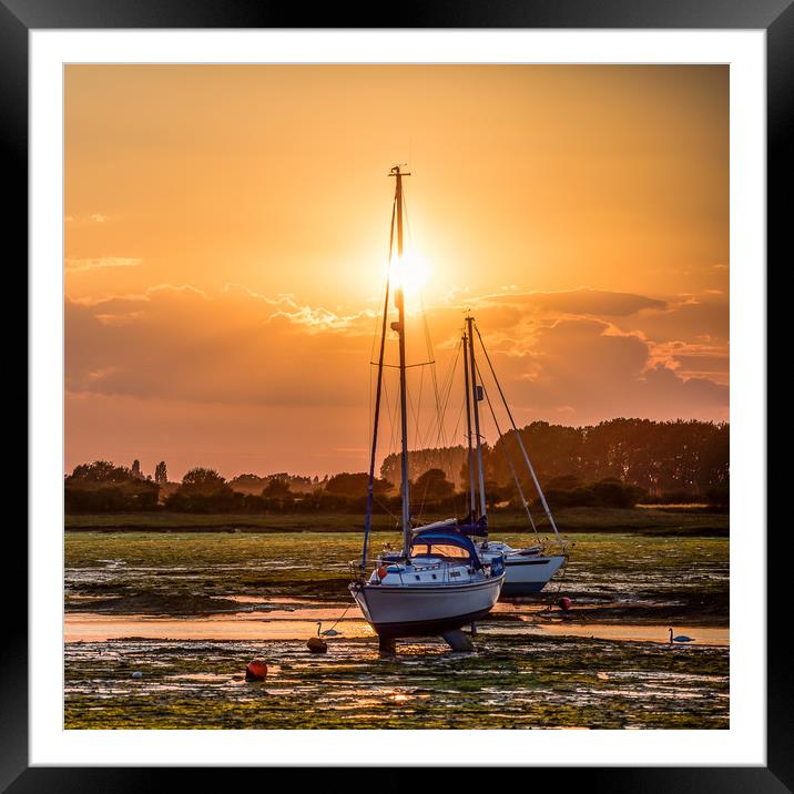 Two Moored Yachts  Framed Mounted Print by Colin Stock