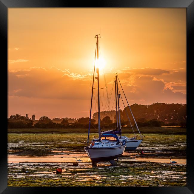 Two Moored Yachts  Framed Print by Colin Stock