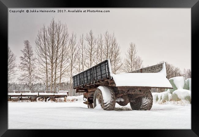 Old Trailers After Snowfall Framed Print by Jukka Heinovirta