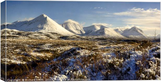   The red Cuillin of Skye with their winter cloak  Canvas Print by Richard Smith