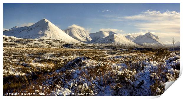   The red Cuillin of Skye with their winter cloak  Print by Richard Smith