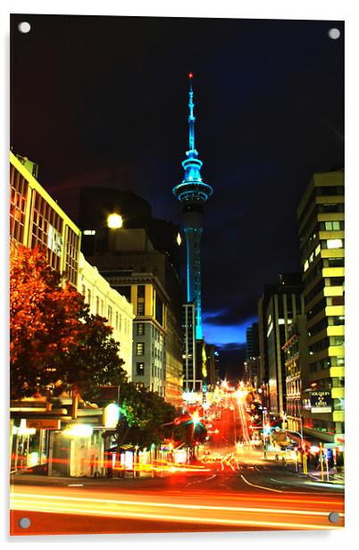 Auckland By Night Acrylic by Neil Gavin