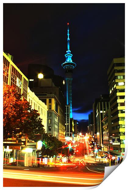 Auckland By Night Print by Neil Gavin