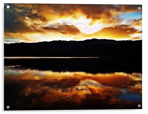 Sunset Reflections Over Loch Achray Acrylic by Aj’s Images