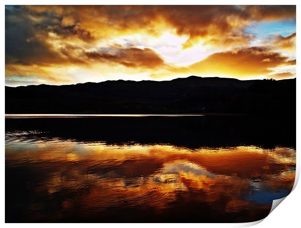 Sunset Reflections Over Loch Achray Print by Aj’s Images