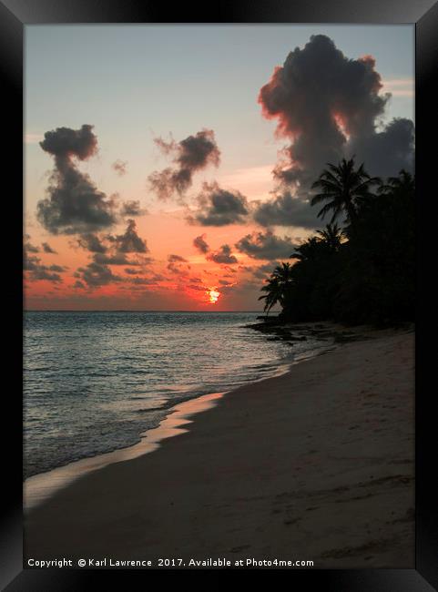Sunset Over The Maldives Framed Print by Karl Lawrence