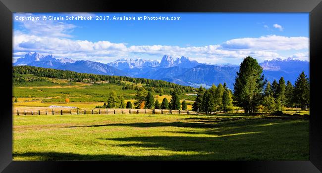Panorama View Seen From the Villanderer Alm Framed Print by Gisela Scheffbuch