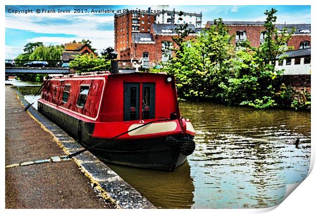 Canal boat on Shropshire Union canal at Chester Print by Frank Irwin