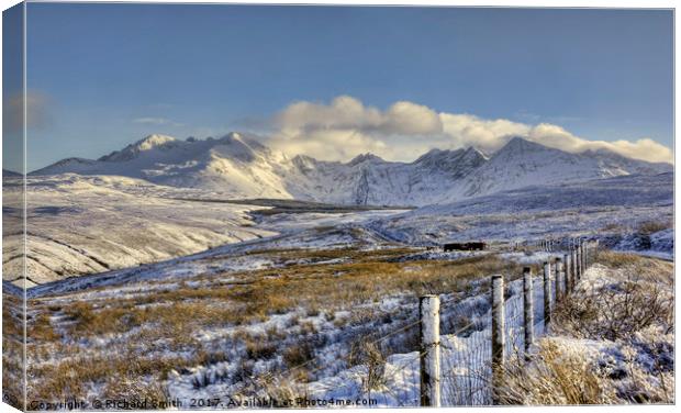 Snow covered Black Cuillin Canvas Print by Richard Smith