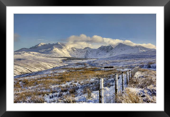 Snow covered Black Cuillin Framed Mounted Print by Richard Smith