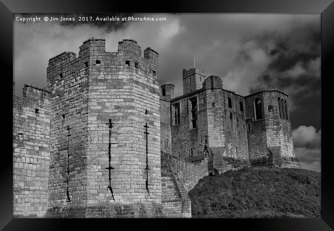 Warkworth Castle in Black and White Framed Print by Jim Jones