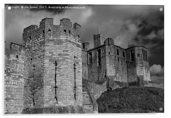 Warkworth Castle in Black and White Acrylic by Jim Jones