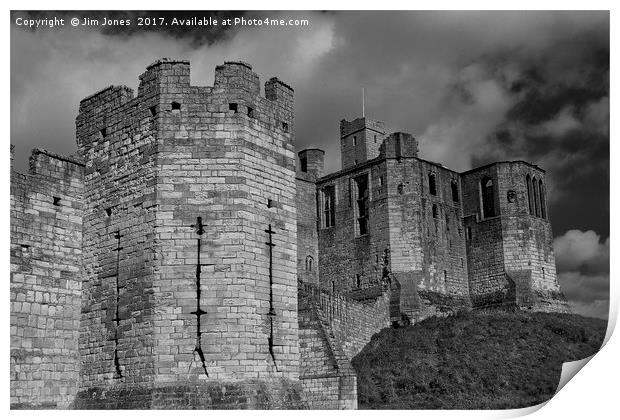 Warkworth Castle in Black and White Print by Jim Jones