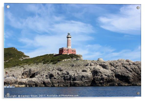 Lighthouse on the island of Capri, Italy Acrylic by Carmen Green