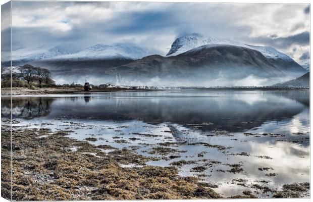 Corpach and the Nevis Range Canvas Print by Valerie Paterson