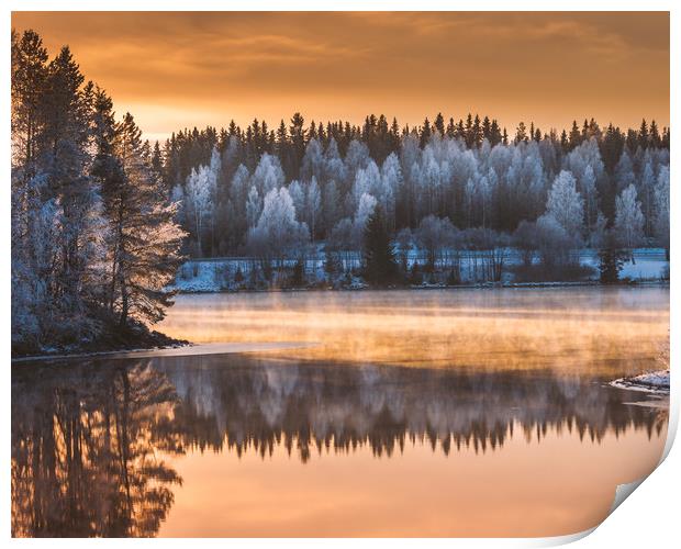 Dreamy winter sunset Print by Hamperium Photography