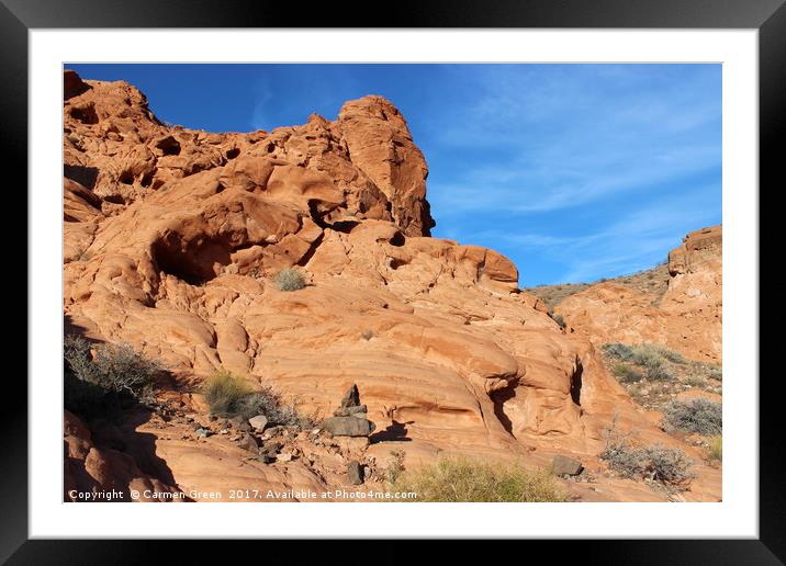 Red Stone trail in the Lake Mead National Recreati Framed Mounted Print by Carmen Green