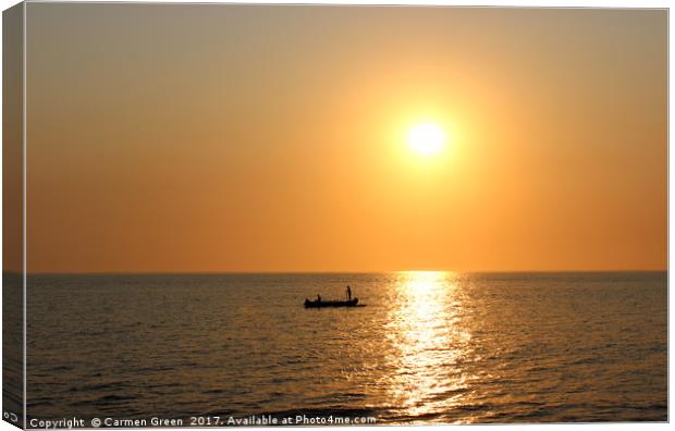 Malagasy sunset on the sea with local fishermen  Canvas Print by Carmen Green