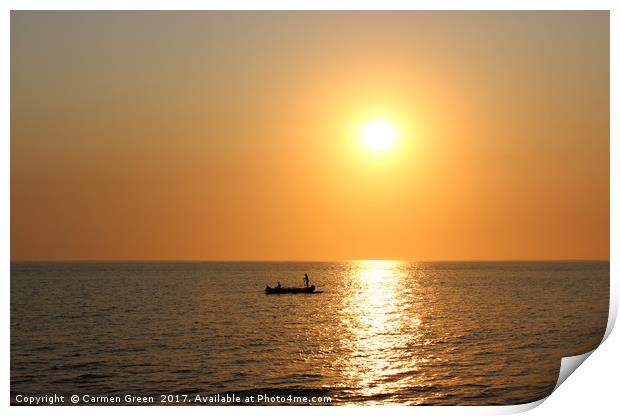 Malagasy sunset on the sea with local fishermen  Print by Carmen Green