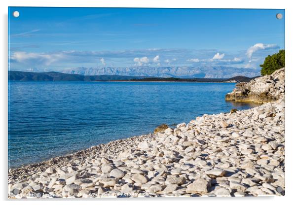 Overlooking the pebbles of Vaja Bay Acrylic by Jason Wells