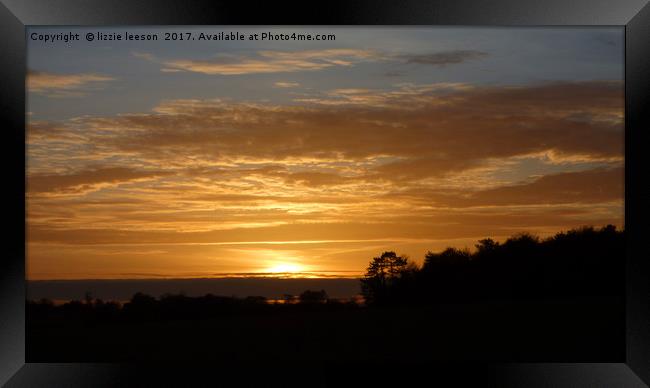 Sunset over Salisbury Plain Framed Print by lizzie leeson