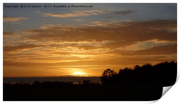 Sunset over Salisbury Plain Print by lizzie leeson
