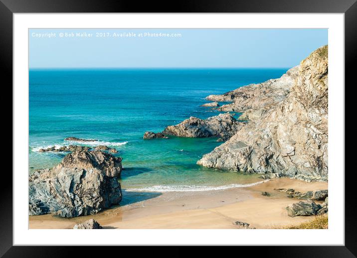 Rugged Cornish Coast Framed Mounted Print by Bob Walker