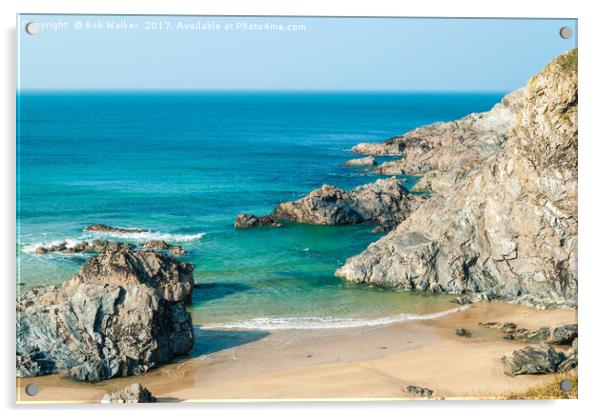 Rugged Cornish Coast Acrylic by Bob Walker