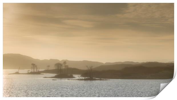 Hazy light at Lock Assynt Print by Peter Scott