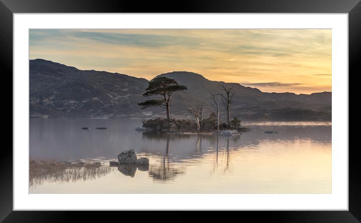 Island trees in Lock Assynt Framed Mounted Print by Peter Scott