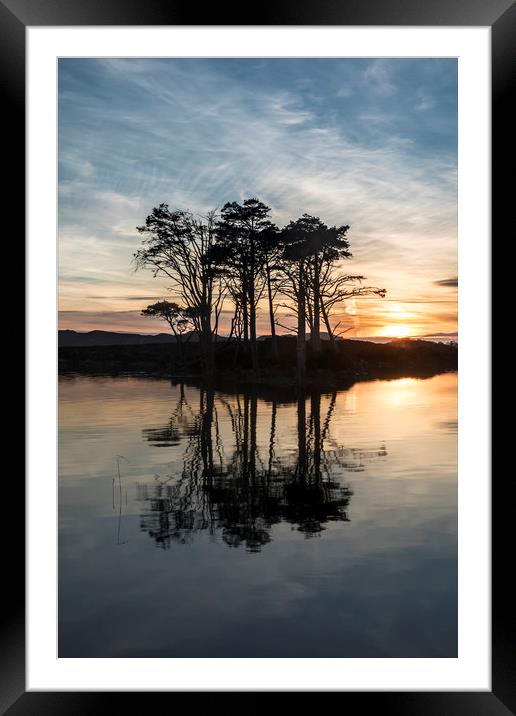 Sunset trees at Loch Assynt Framed Mounted Print by Peter Scott