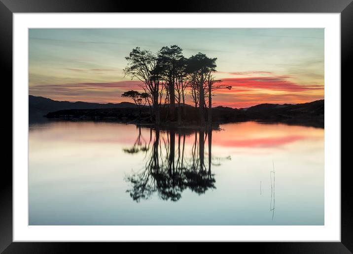 Fire in the sky at Loch Assynt Framed Mounted Print by Peter Scott