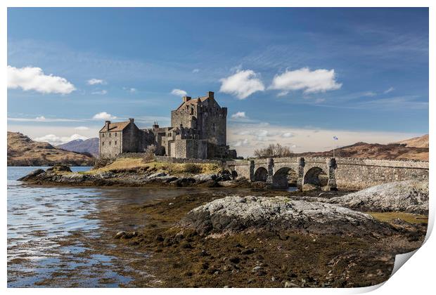 Eilean Donan Castle on a sunny day Print by Peter Scott