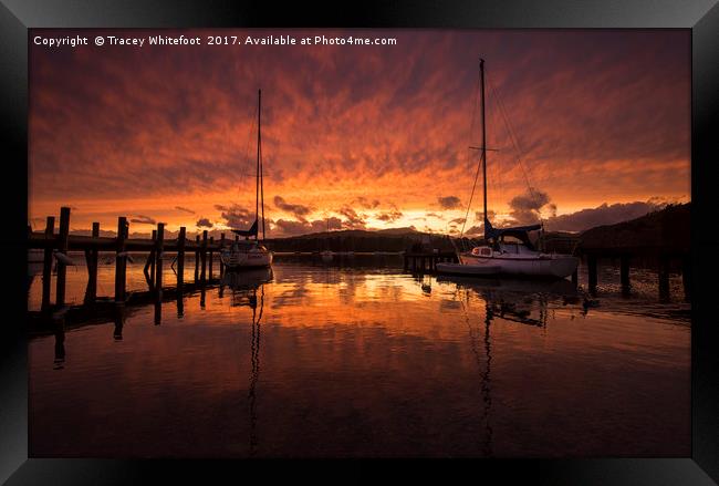 Fire Over Windermere  Framed Print by Tracey Whitefoot