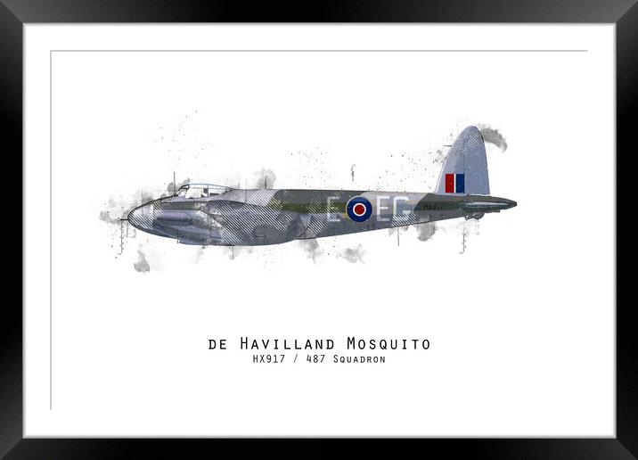 Mosquito Sketch - HX917 Framed Mounted Print by J Biggadike