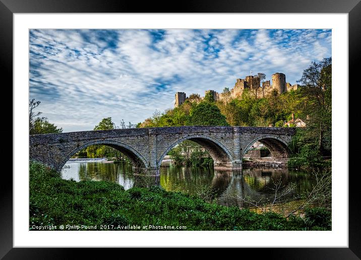 Ludlow Castle from the banks of the River Teme Framed Mounted Print by Philip Pound