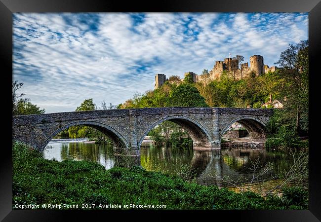 Ludlow Castle from the banks of the River Teme Framed Print by Philip Pound