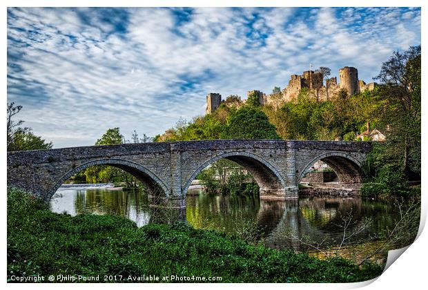 Ludlow Castle from the banks of the River Teme Print by Philip Pound