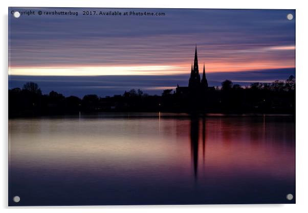Pink Sky Over The Lichfield Cathedral Acrylic by rawshutterbug 