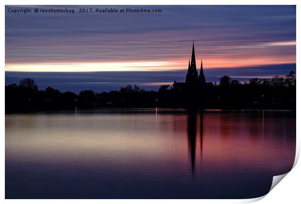 Pink Sky Over The Lichfield Cathedral Print by rawshutterbug 