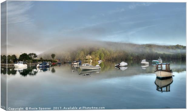 Misty Morning on the River Looe in Cornwall Canvas Print by Rosie Spooner
